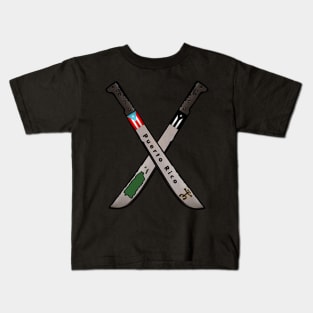 Puerto Rico Machete Flag Map Coqui Taino Kids T-Shirt